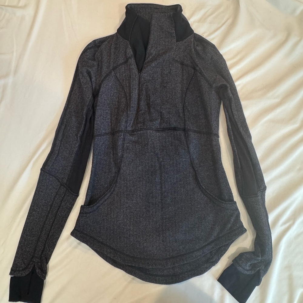 lululemon athletica Charcoal Heather Herringbone Quarter Zip Pullover